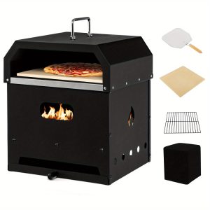 LIFEZEAL 4-in-1 Multipurpose Outdoor Pizza Oven Wood Fired 2-Layer Detachable Oven