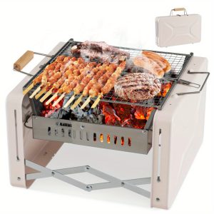 1PC Outdoor BBQ Grill Beige Collapsible barbecue grill