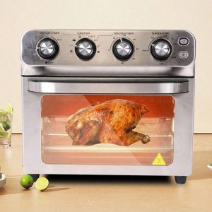 24QT Air Fryer Toaster Oven Combo 8-In-1 Convection Oilless Cooker 1700W Fits 12in Pizza 6 Slice Toast Accessories Included US B Type Plug(110-127V)