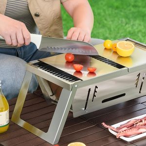 Portable Foldable BBQ Grill - Stainless Steel Barbecue Grill With Grill Net, Carrying Bag, And Gloves For Outdoor Camping Picnics And Parties