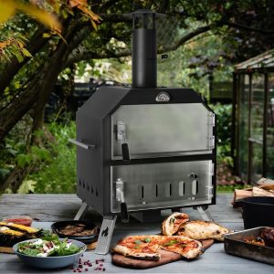 Outdoor Pizza Oven Wood Fired Pizza Oven Portable Patio Ovens Included Pizza Stone, Pizza Peel, Fold-up Legs, Cover Cooking Rack For Camping Backyard BBQ