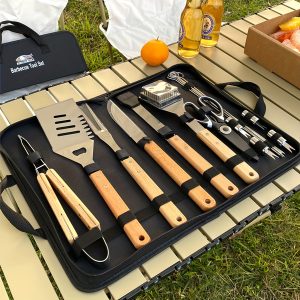 17 Piece BBQ Tool Set For Men Dad, Heavy Duty Stainless Steel BBQ Utensil Set, Non-Slip BBQ Accessory Kit With Thermometer