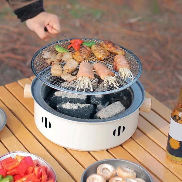 1set, Stainless Steel Barbecue Grill Pan, Portable Compact Tabletop BBQ Grill With Grill Net, Household Split BBQ Charcoal Grill Stove, Kitchen Supplies, Kitchen Accessories, BBQ Accessories