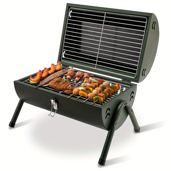 SUSTEAS Portable Charcoal Grill, Small Outdoor BBQ Grill - Foldable-Design Barbecue Grill with Accessories & Lid, Perfect for Camping, Cooking, and Picnics